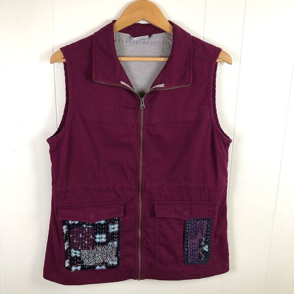 Columbia‎ Cotton Hiking Vest Women's Large Purple Full Zip Casual - Upcycled - Picture 1 of 10